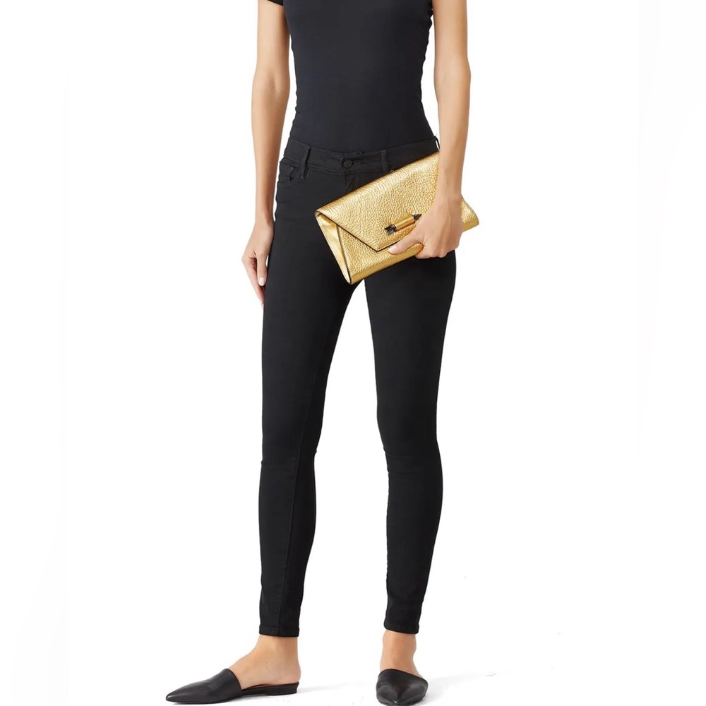 Mackage Gold Metallic Leather Clutch Arrow Detail